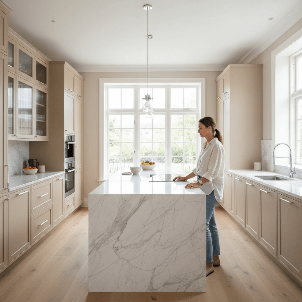 Completed kitchen renovation with homeowner