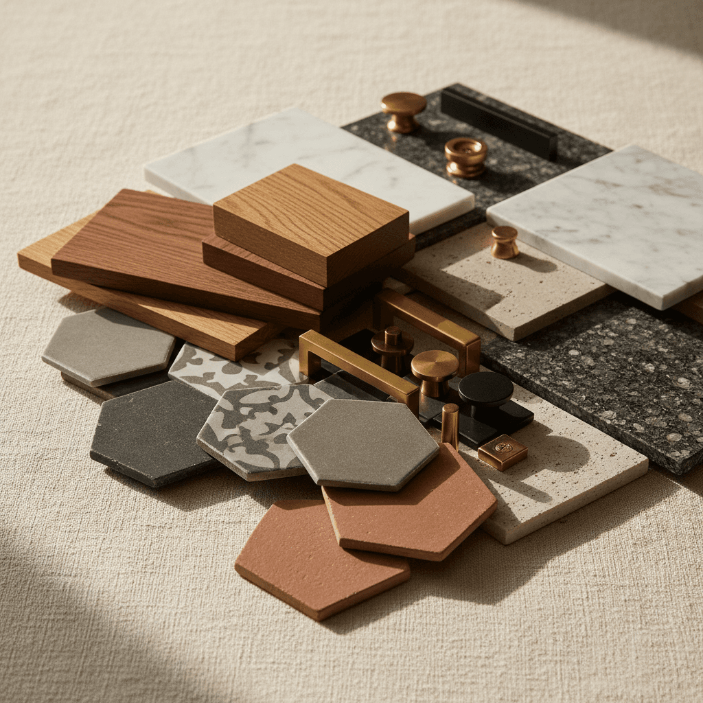 Premium material samples and finishes for home renovation