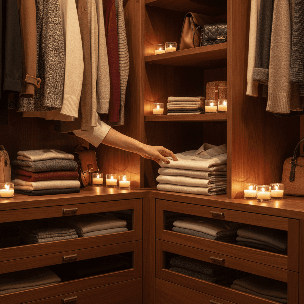 Custom closet system showing organized storage and precision installation
