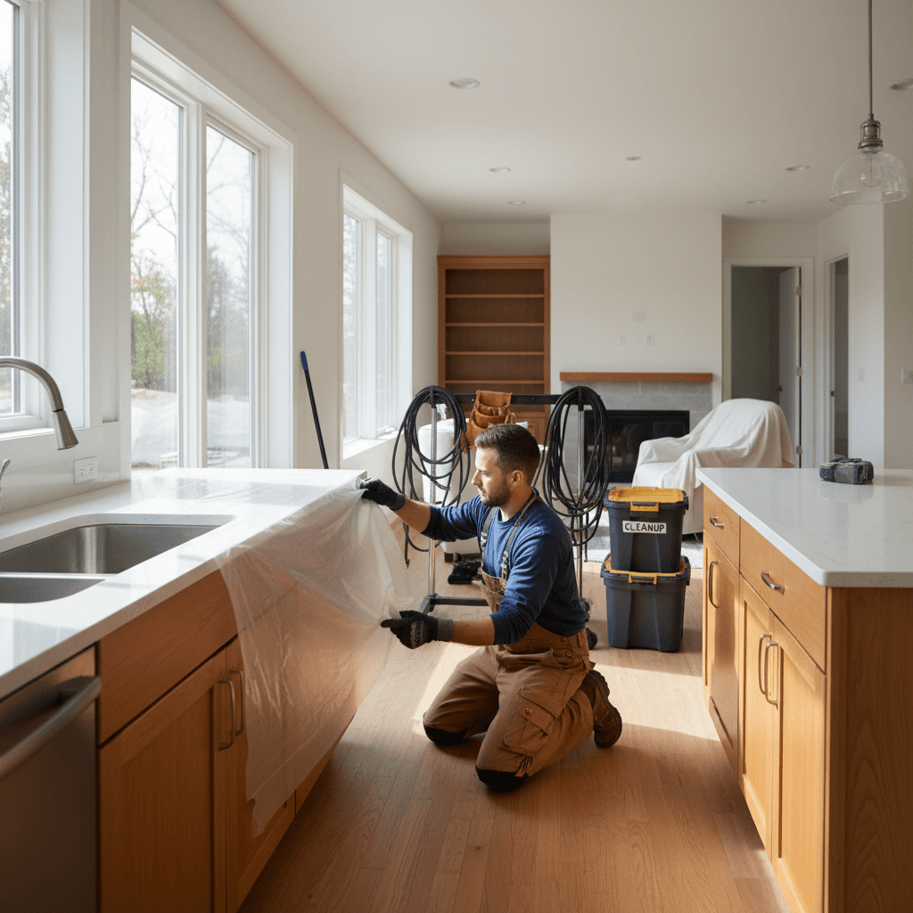 Professional completion and cleanup of finished renovation space