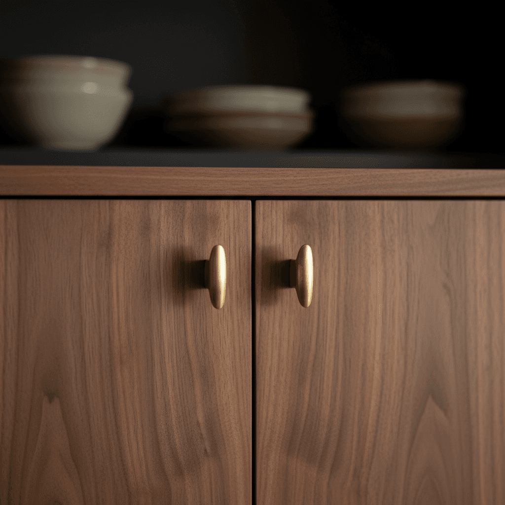 Custom cabinet doors with precision joinery and hardware details